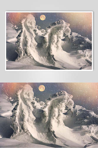 雪堆冬季雪景自然风光图片