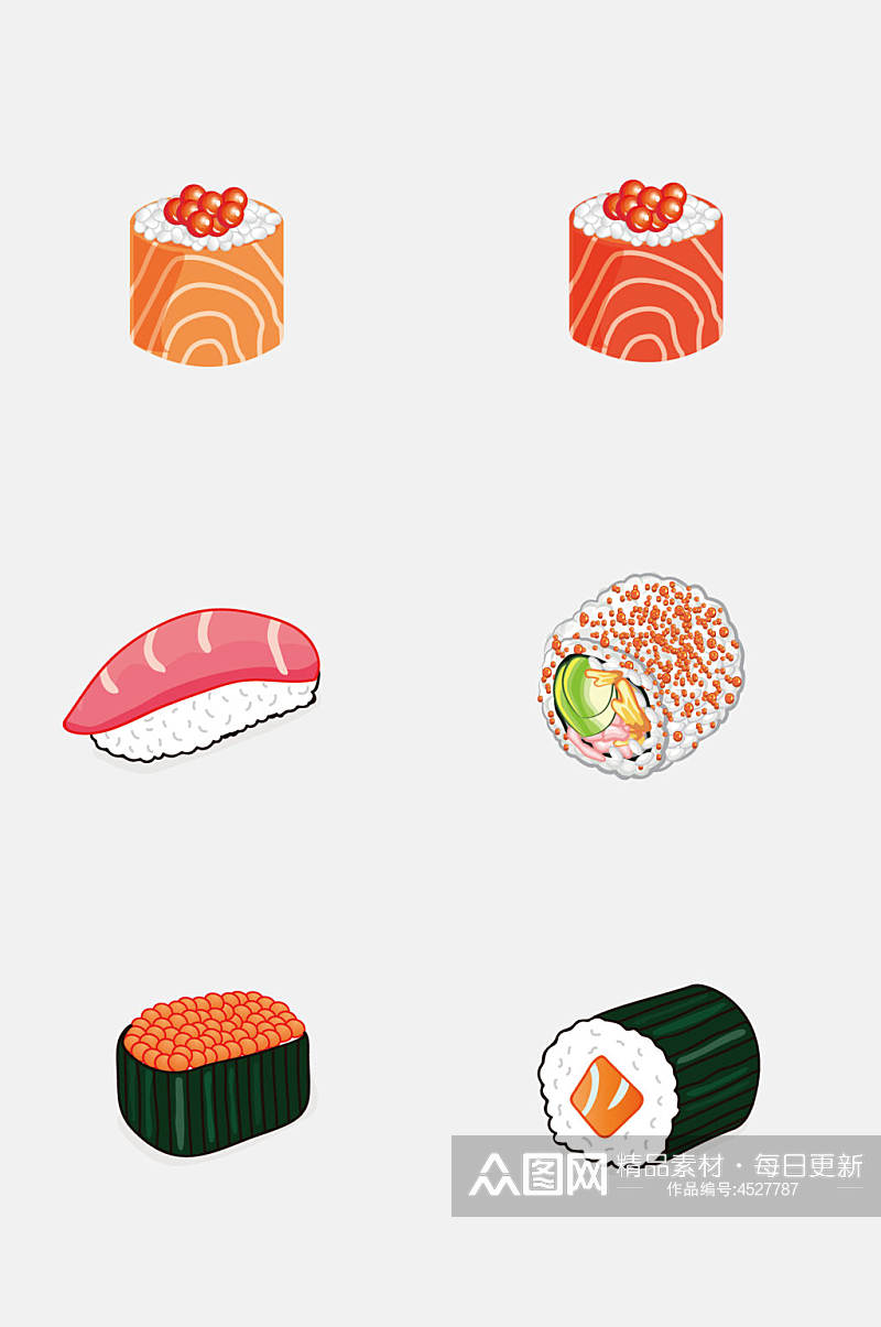 手绘卡通日本寿司免抠素材素材