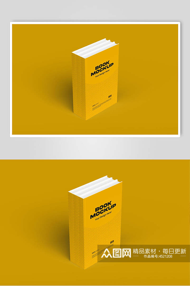 黄色创意书籍封面样机素材