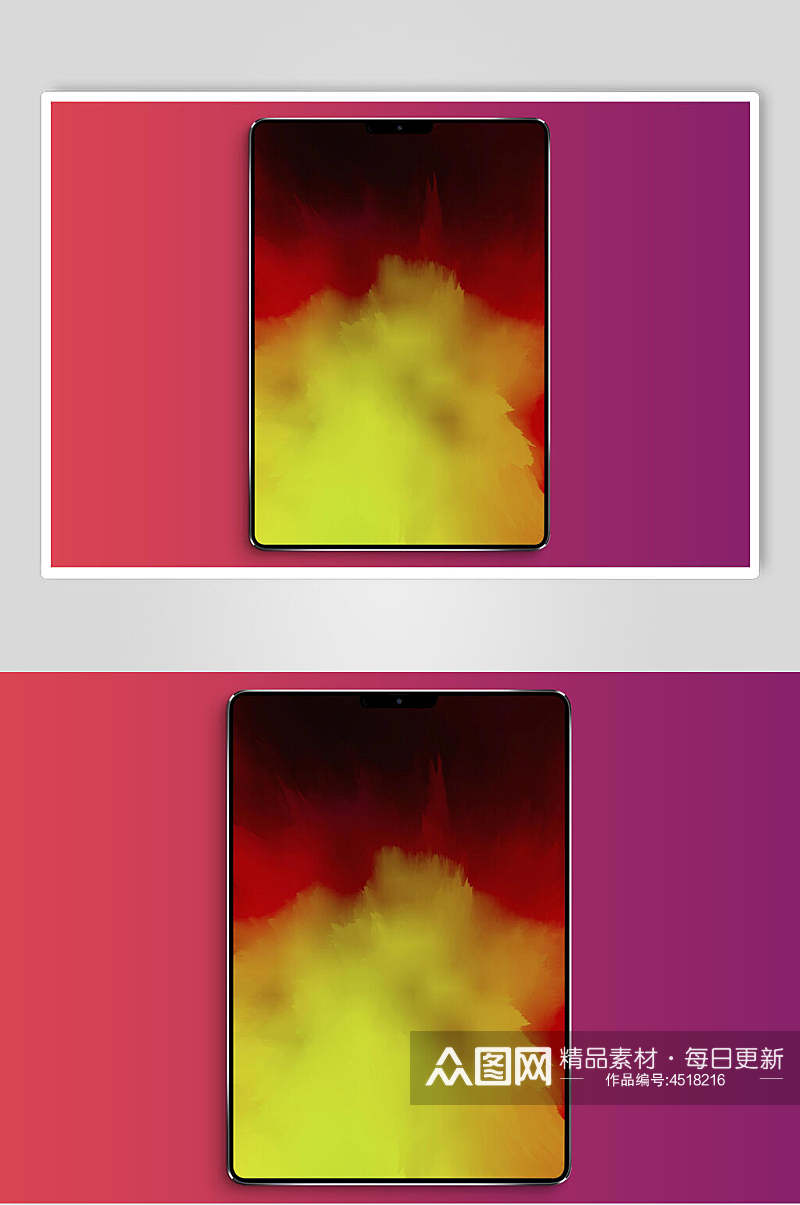 烟雾圆形边角紫色手机iPad样机素材