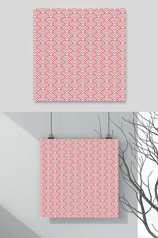 线条粉色手绘清新中式无缝底纹素材