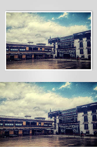 复古布达拉宫西藏风景图片
