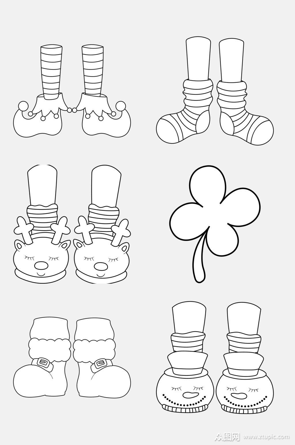 鞋子卡通简笔画图形免抠素材素材