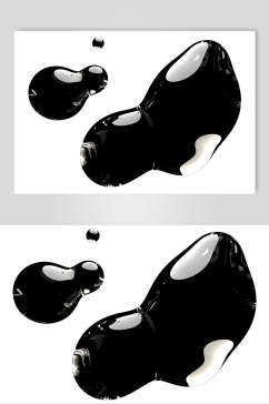 简约黑色手绘水滴透明气泡素材
