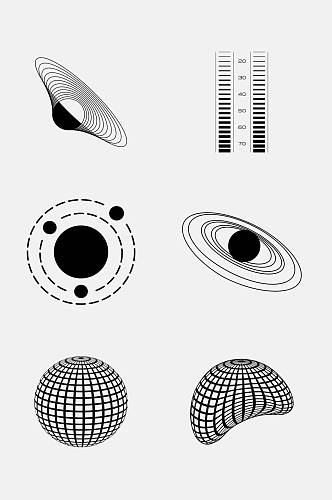 球体圆形黑色线条网络免抠素材