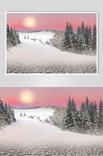 雪地冬季雪景自然风光图片