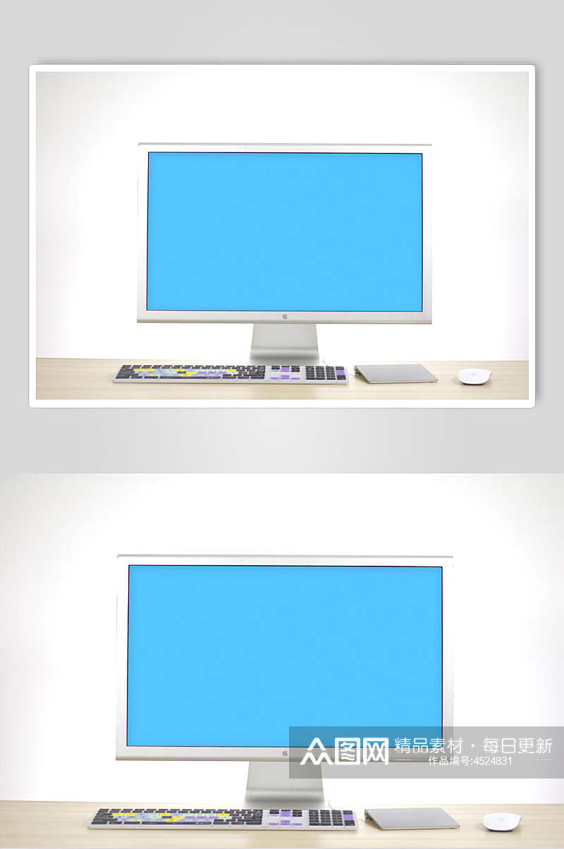 蓝色电脑屏幕样机素材