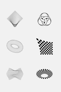 简洁黑白创意几何图形免抠设计素材
