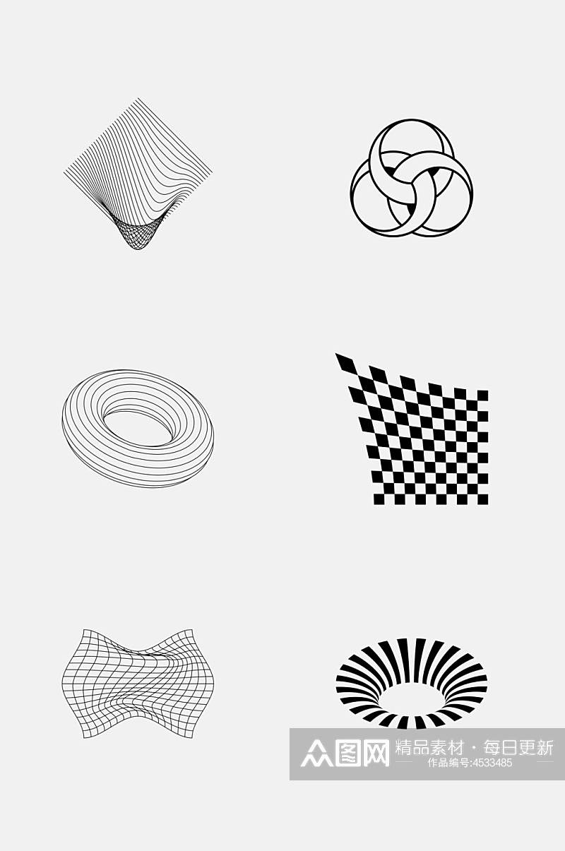 简洁黑白创意几何图形免抠设计素材素材