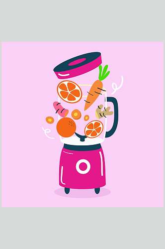 粉色萝卜水果清新榨汁机矢量素材