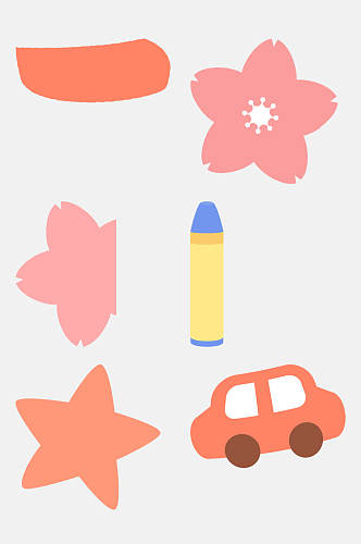 小汽车日式卡通儿童图案免抠素材