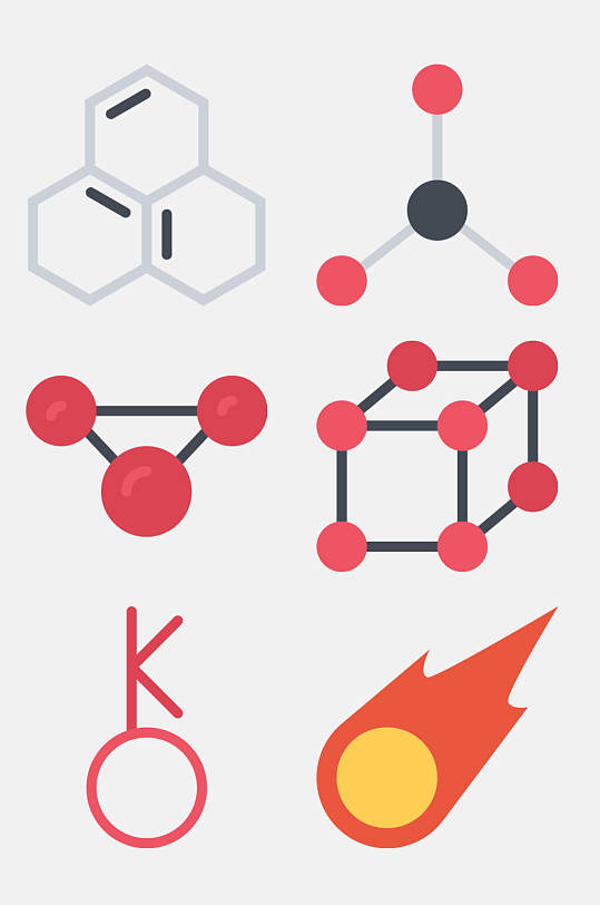 圆形火焰卡通科学化学图标免抠素材