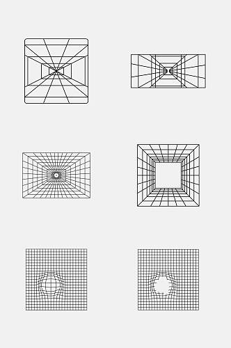 方格网状灰色线条网络免抠素材