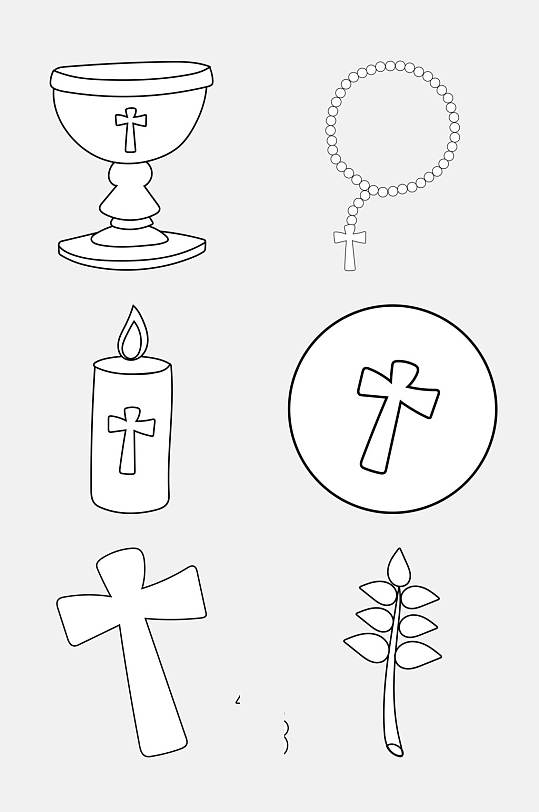 十字架蜡烛儿童简笔画免抠素材