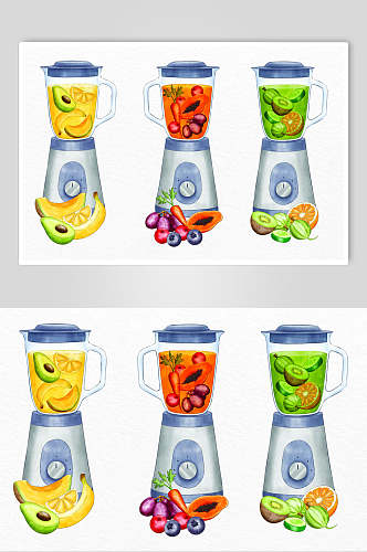 水果彩色简约蔬菜榨汁机矢量素材