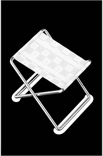 方格线条褶皱黑白色折叠椅样机
