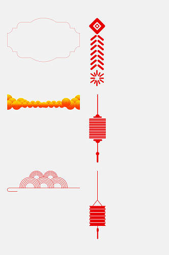 极简灯笼中式古风边框装饰元素