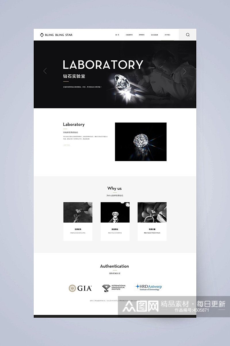 简约珠宝钻石网页设计素材