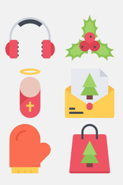 手套耳机树木卡通圣诞图案免抠素材