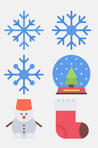 雪人袜子树木卡通圣诞图案免抠素材
