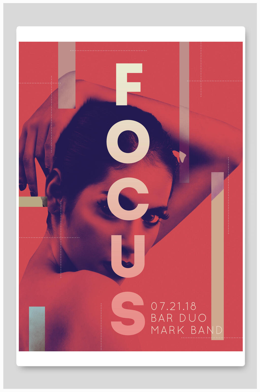 FOCUS蒸汽波风创意海报素材