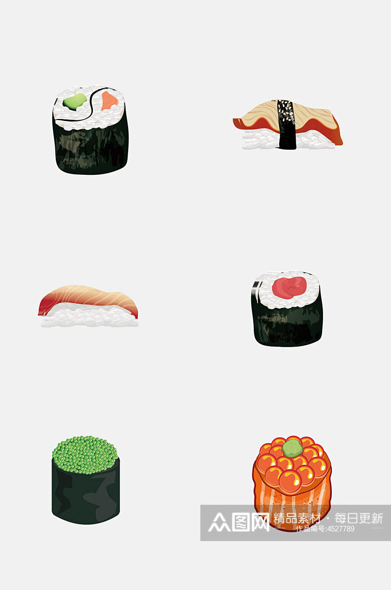 卡通创意日本寿司免抠素材素材