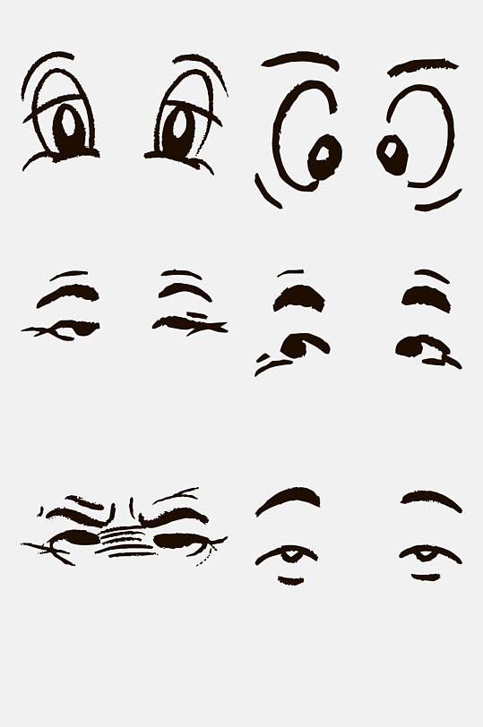 眼皮大眼简约卡通人物眼睛免抠素材