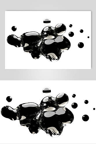 圆形黑色手绘清新水滴透明气泡素材