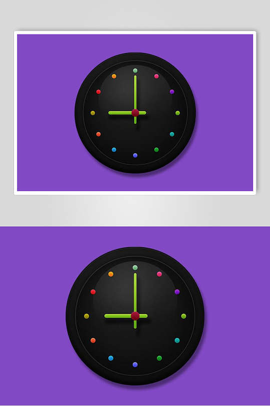 时钟黑紫圆形简约app写实图标素材