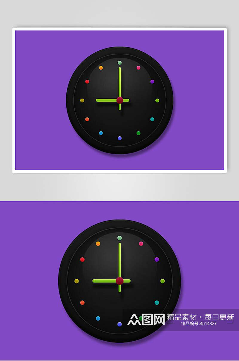 时钟黑紫圆形简约APP写实图标素材素材