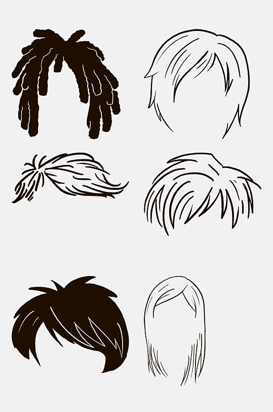 帅气头发发型简笔画免抠素材