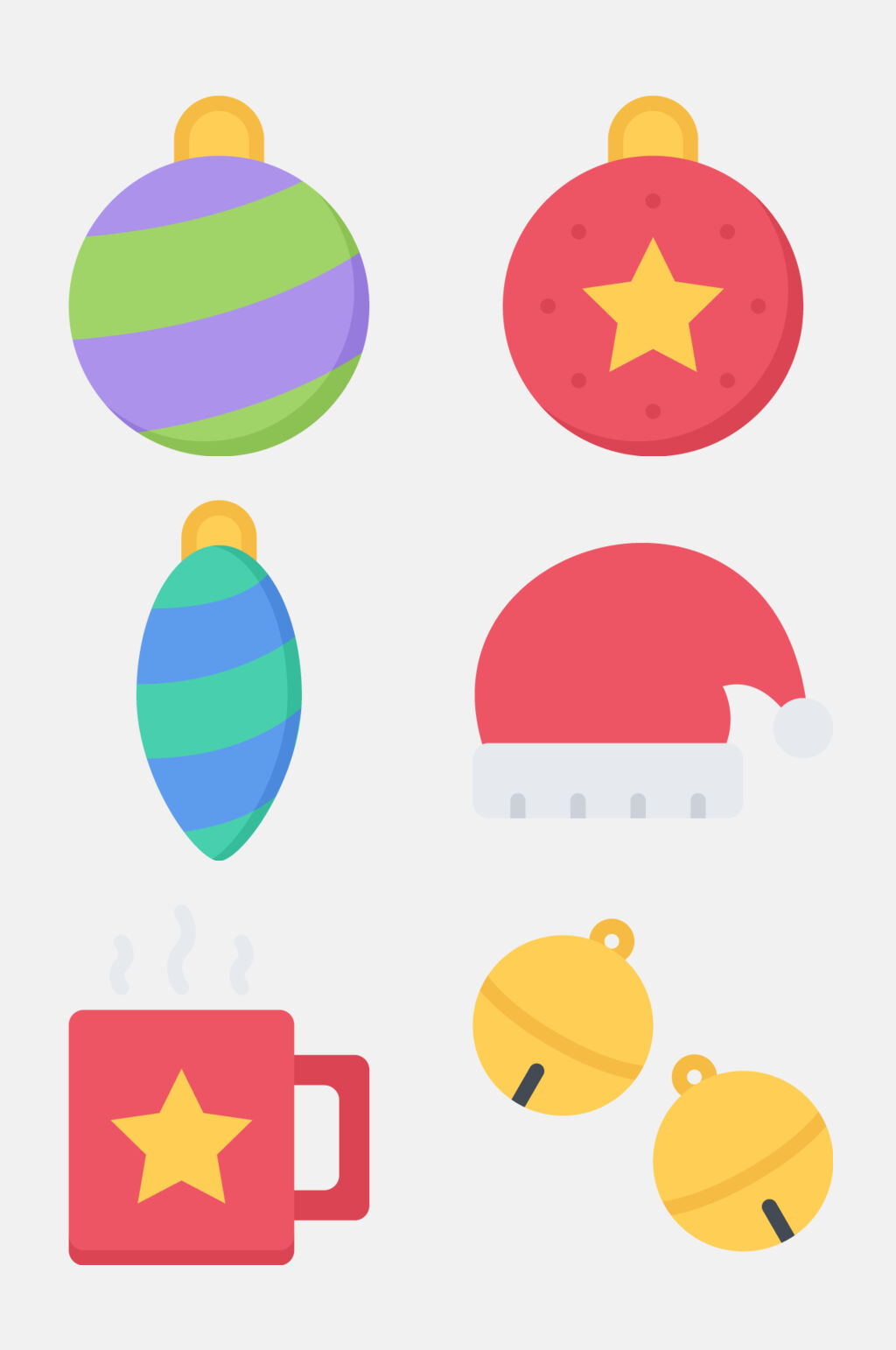 星星杯子铃铛卡通圣诞图案免抠素材素材
