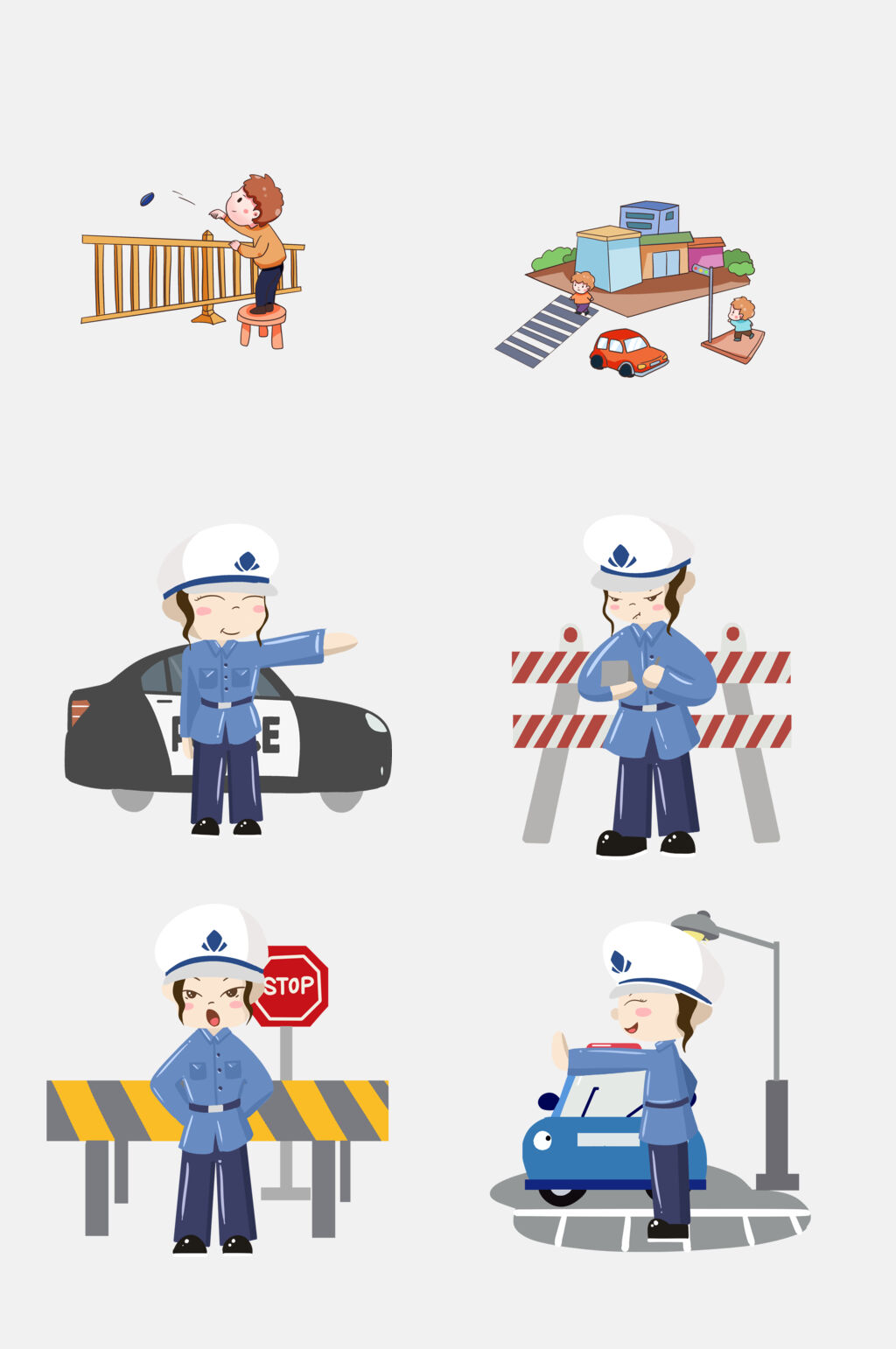 卡通交通安全卡通插画免抠素材素材