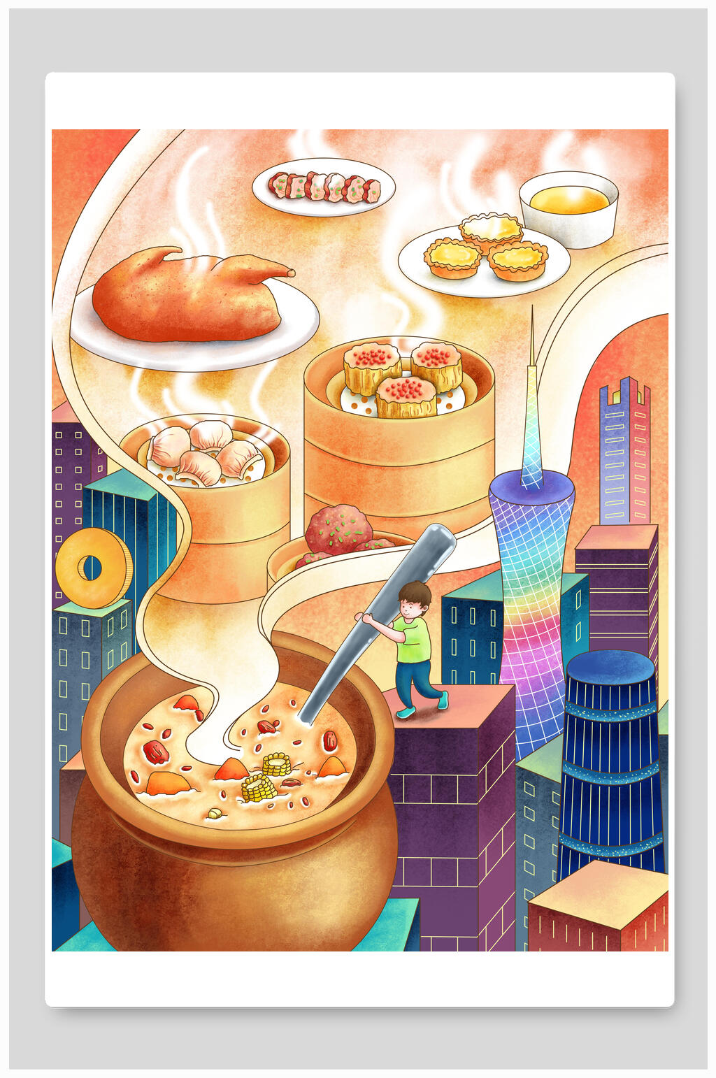 时尚创意火锅插画素材