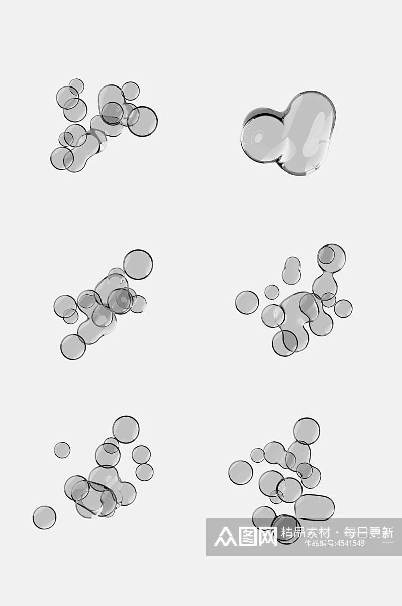 灰白背景透明气泡免抠素材素材
