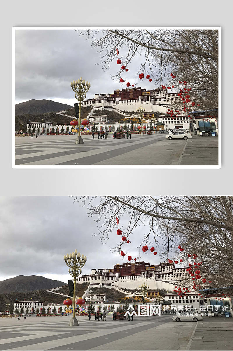 街道布达拉宫西藏风景图片素材