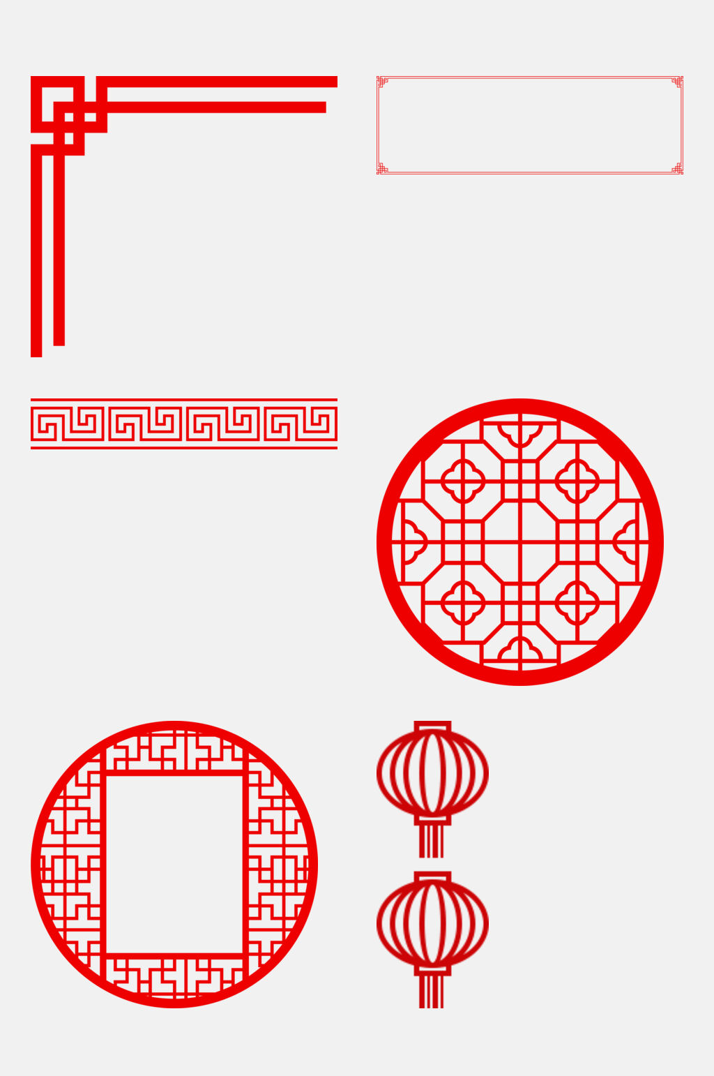 灯笼圆形红色中式古风边框装饰元素素材