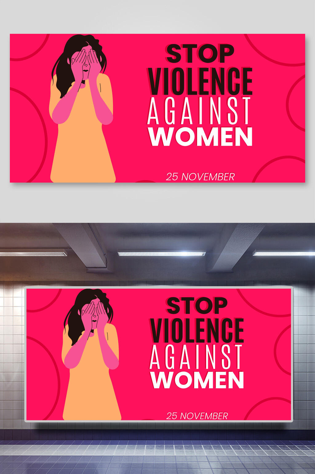 英文红色简约风女性艾滋病矢量插画素材