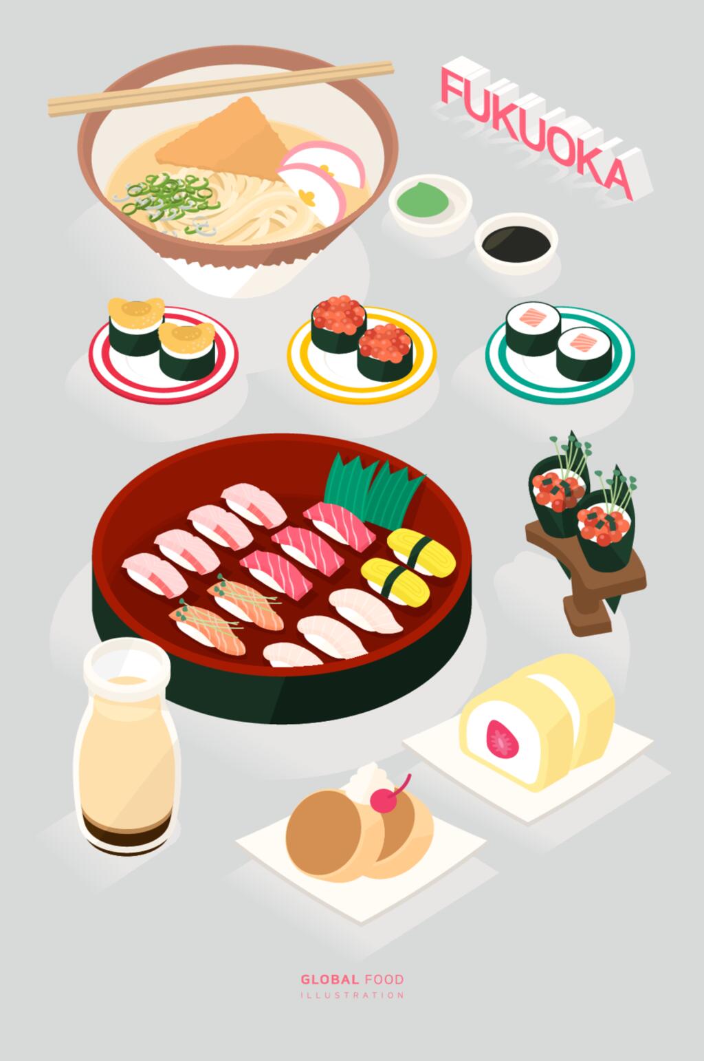 寿司手绘食物矢量素材素材