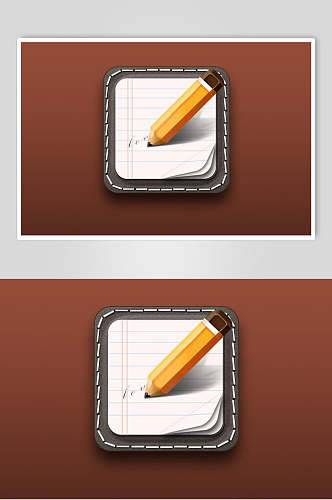 铅笔橙色手绘简约APP写实图标素材