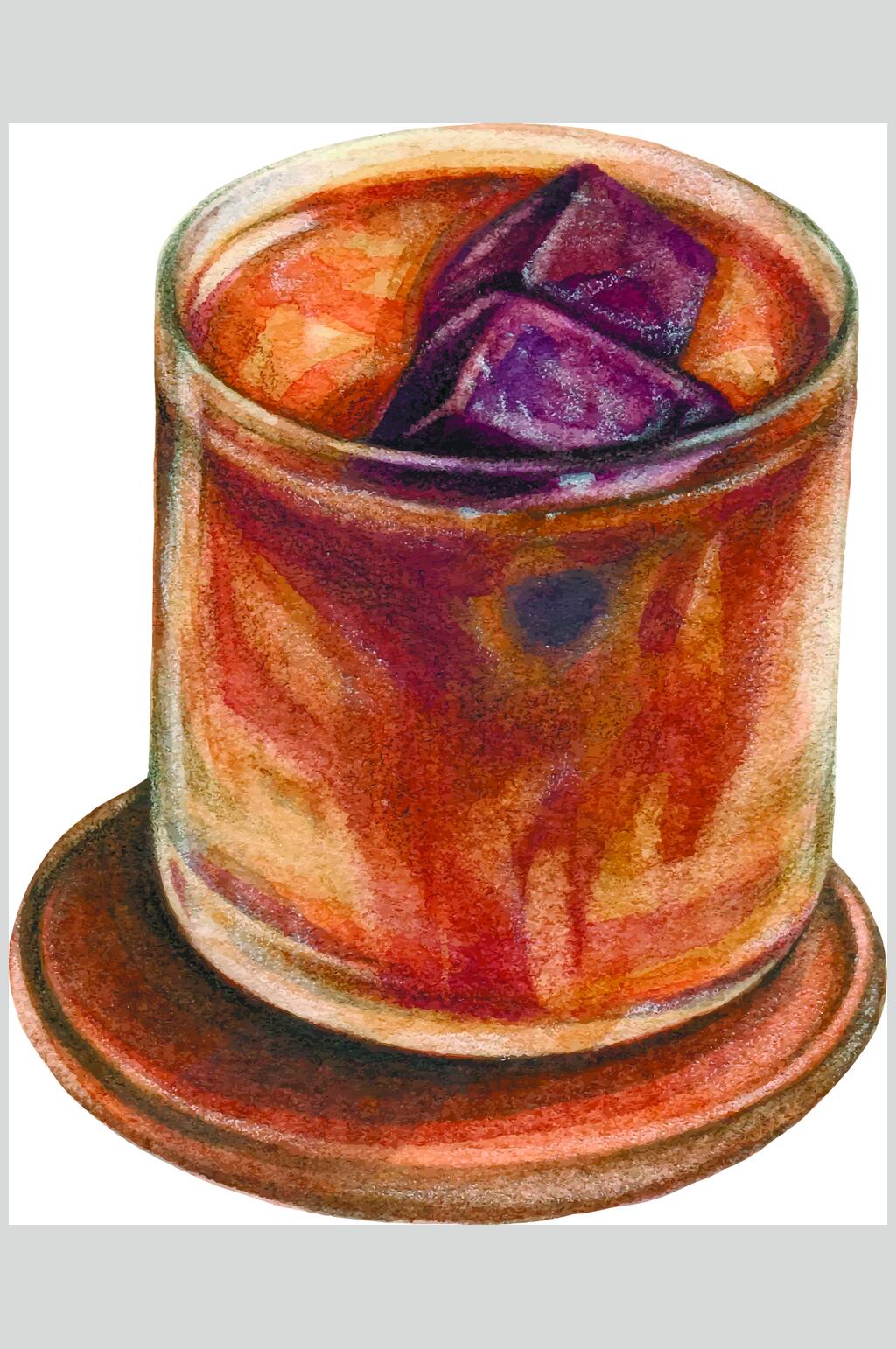 盘子简约黄色手绘复古咖啡矢量素材素材