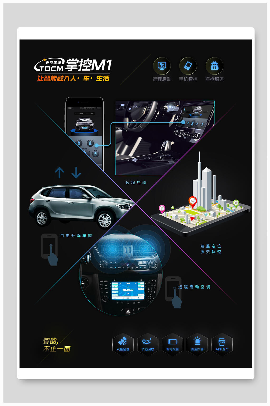 黑底创意汽车APP海报素材