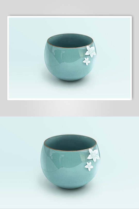 花朵杯子蓝色唯美APP写实图标素材