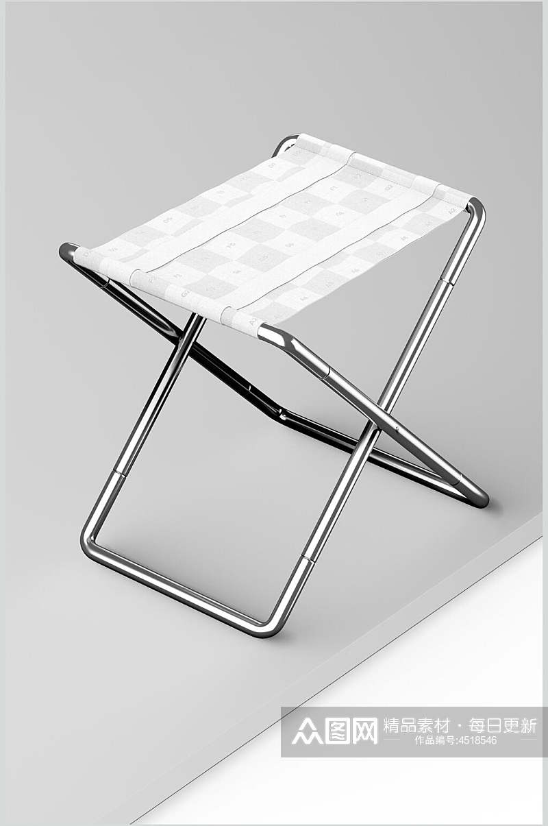方格线条灰白色近景折叠椅样机素材