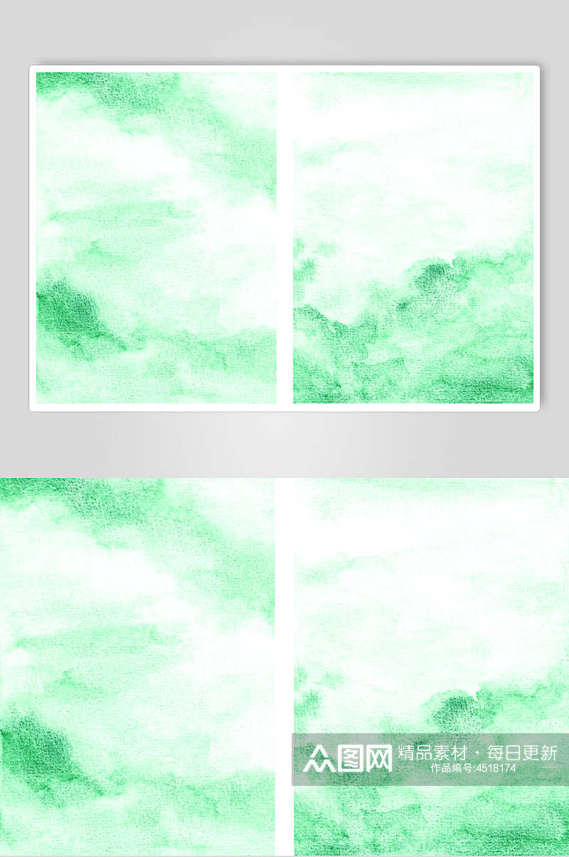绿色手绘唯美清新水彩水墨矢量素材素材