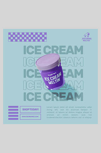 浅灰兰冰淇淋海报