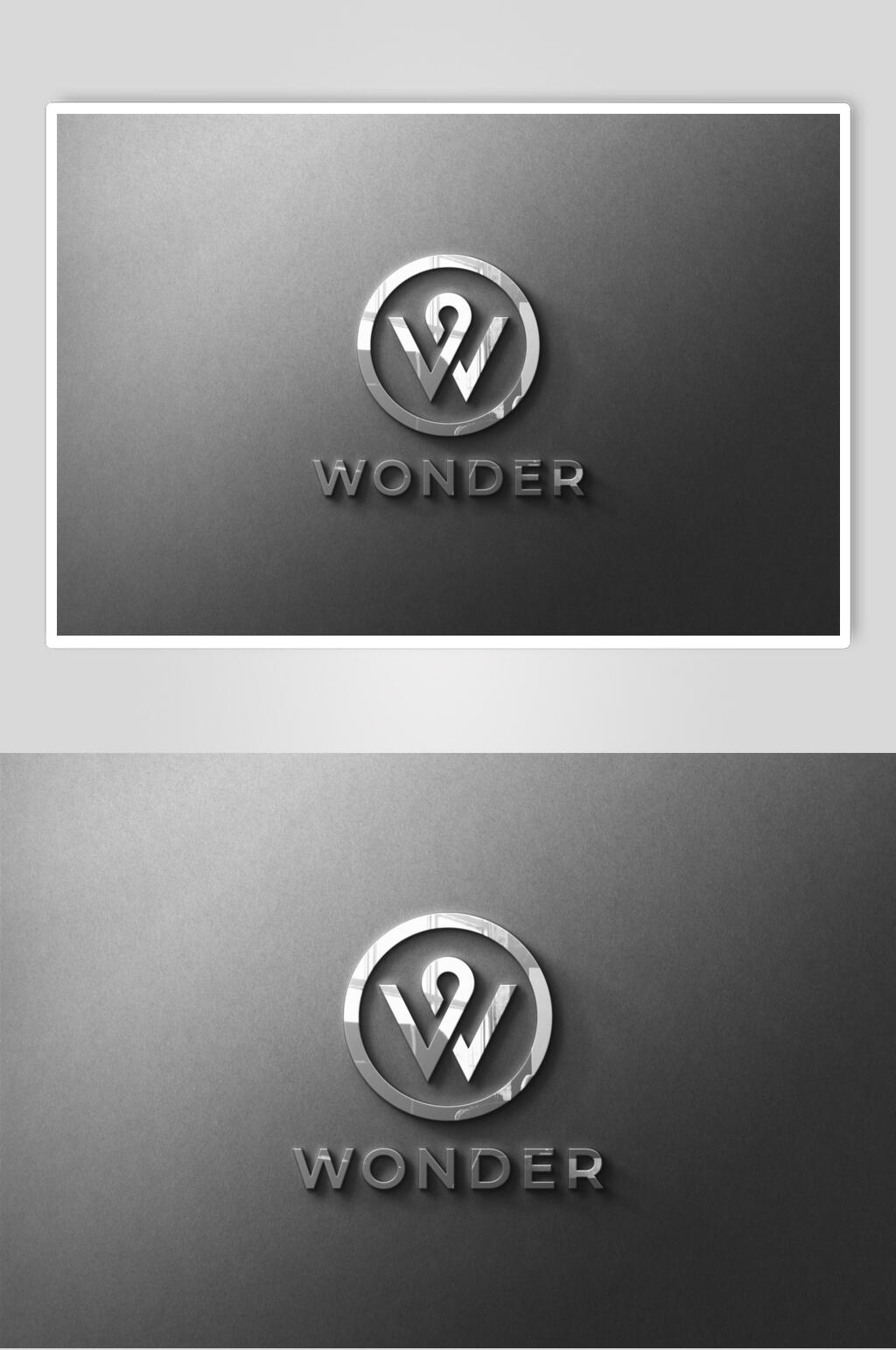 英文字母银灰色LOGO标志样机素材