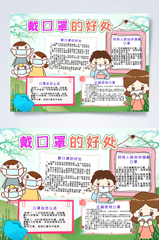 戴口罩的好处预防新型冠状病毒小报psd