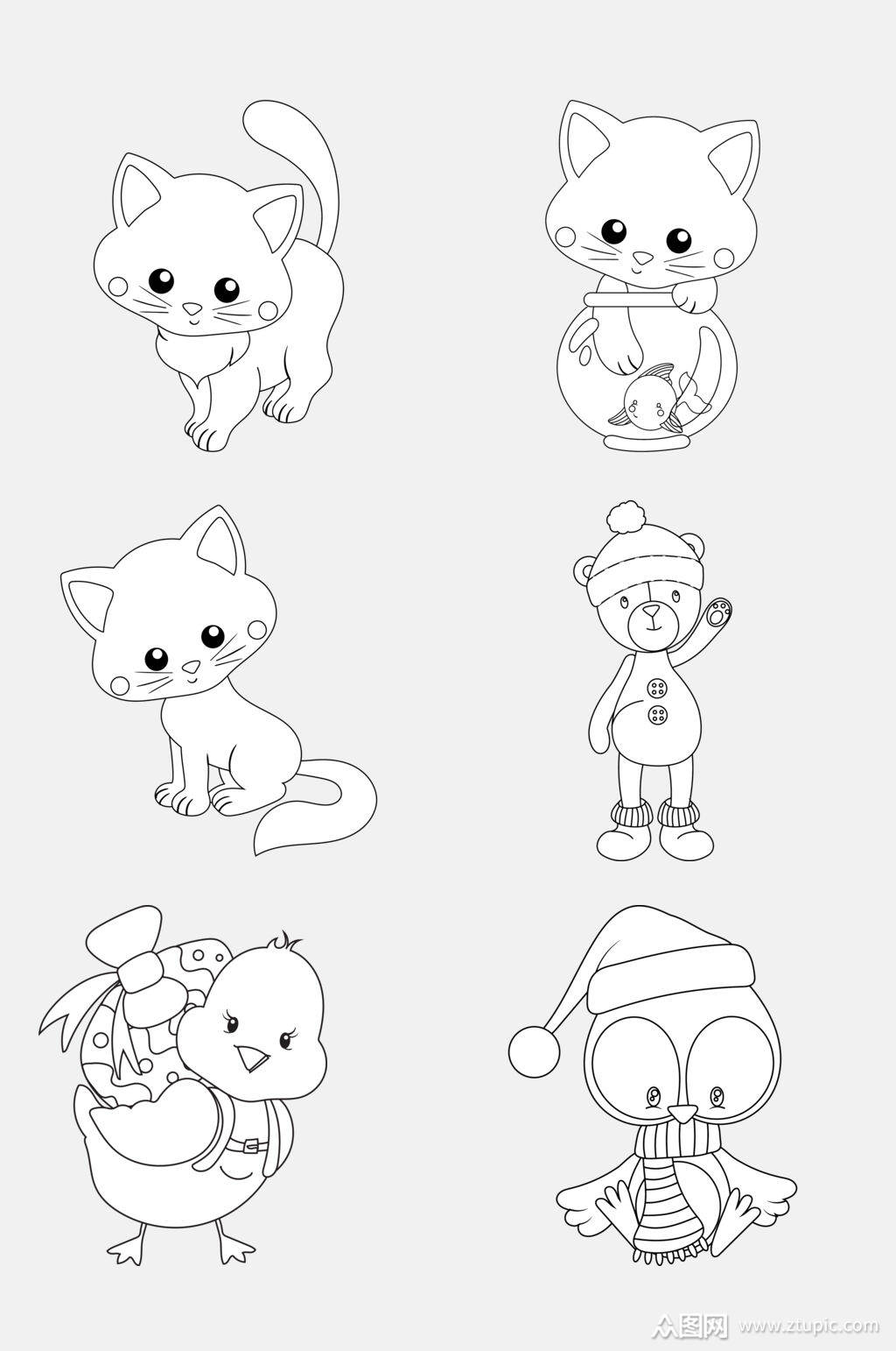 狐狸卡通简笔画动物免抠素材素材