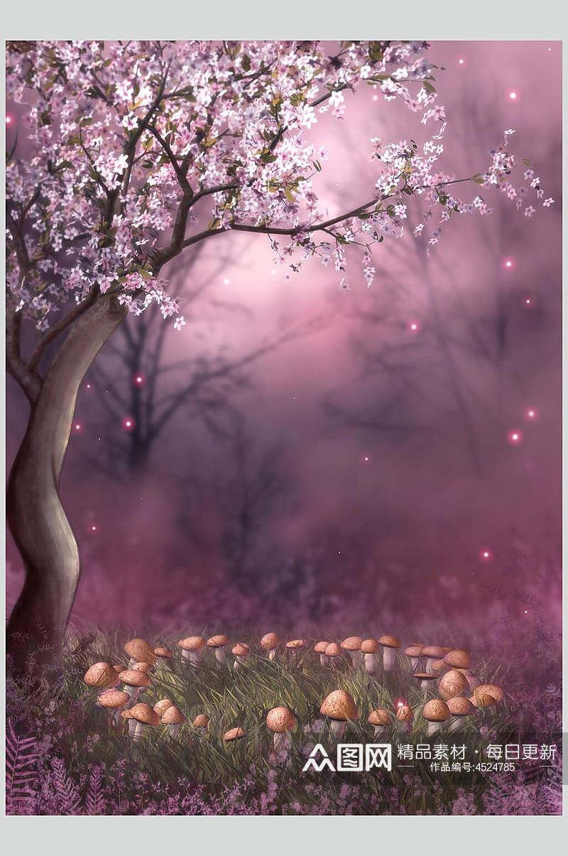 紫色蘑菇哥特风图片素材